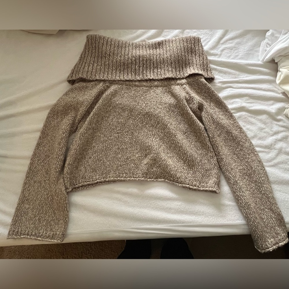 Aerie Off or On Shoulder Sweater - Tan/Oatmeal